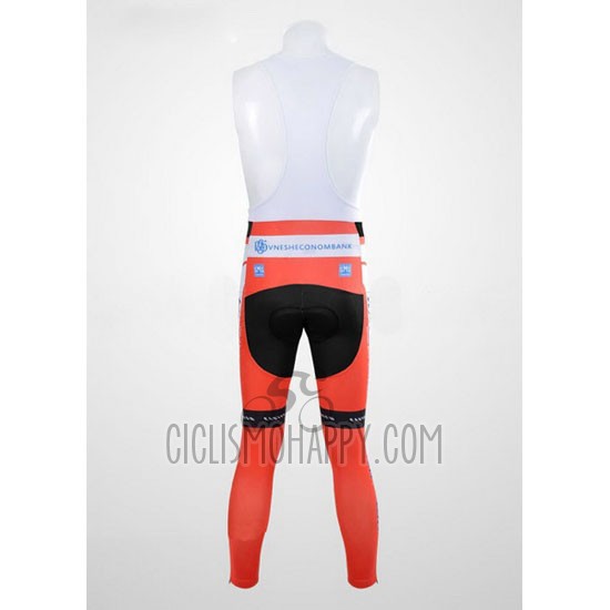 Katusha Cycling Jersey Bib Tight 2012 Long Sleeve White and Orange